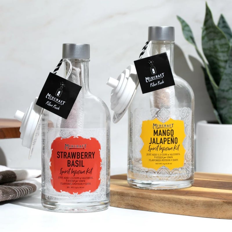 MixCraft Spirit Infusion Kit - Premium Craft Cocktail & Mocktail Mixer, Glass Bottle, Collapsible Funnel, Flavor Pouch & Recipe, Strawberry Basil - Image 5